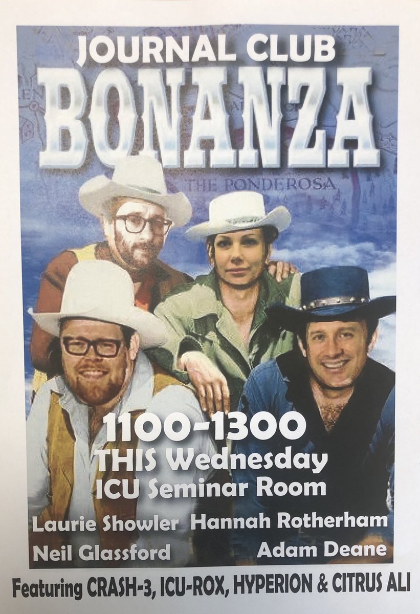Looking forward to a journal club #BONANZA ⁦<a href="/RMHICU/">RMH ICU</a>⁩ tomorrow. CRASH-3, ICU-ROX, HYPERION &amp; CITRUS ALI