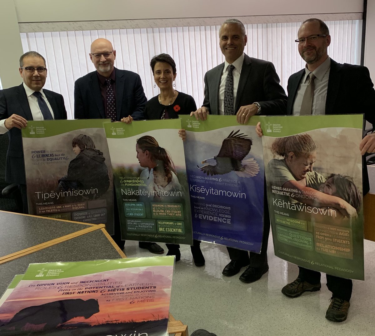 Met with Greater Saskatoon Catholic SD today - discussed student achievement updates along with considerations for greater achievement, engagement &amp; partnerships. We were also able to view the new student posters. Thanks GSCSD Director Greg Chatlain &amp; Sr. Admin staff!