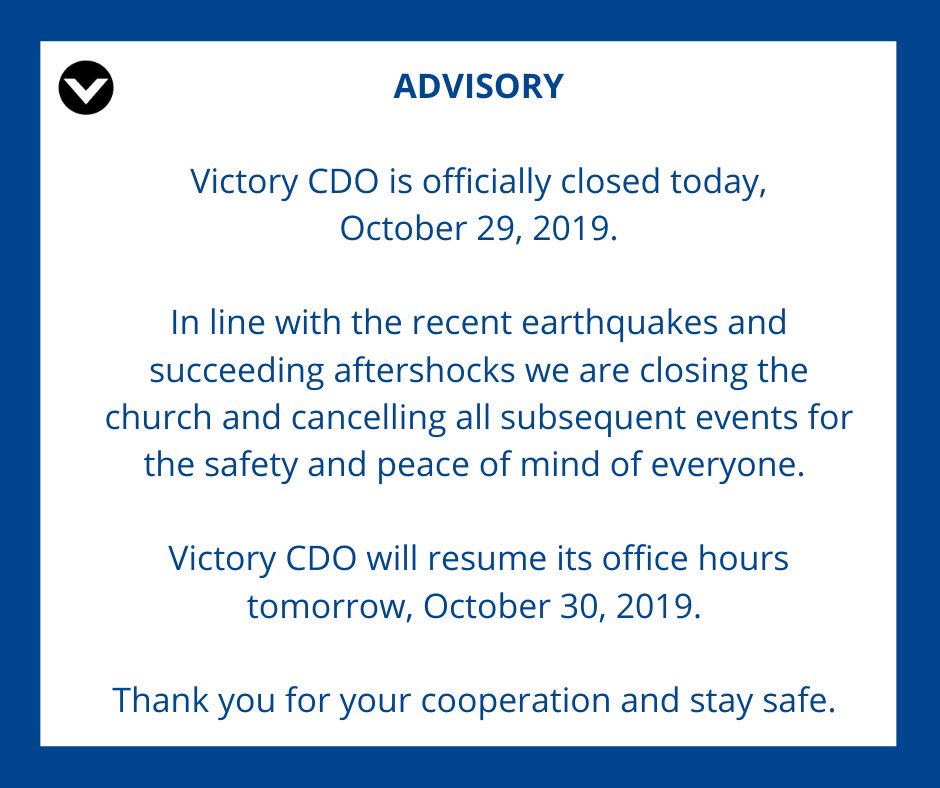 VictoryCdO's tweet photo. Let us continue to pray for all the regions affected by the recent earthquake. 

"Though the mountains be shaken and the hills be removed, yet my unfailing love for you will not be shaken nor my covenant of peace be removed," says the Lord, who has compassion on you.
Isaiah 54:10 https://t.co/1ab6YEBK8o