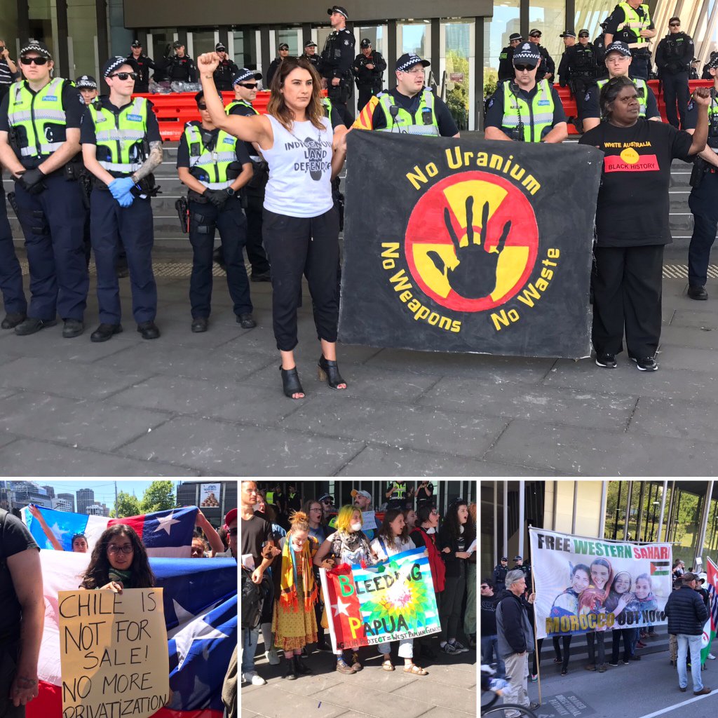 leerhiannon's tweet image. Highlight of  #blockadeIMARC today was hearing from communities battling mining companies - Northern Territory Aborigines, West Papuans, Chileans, West Sahara.