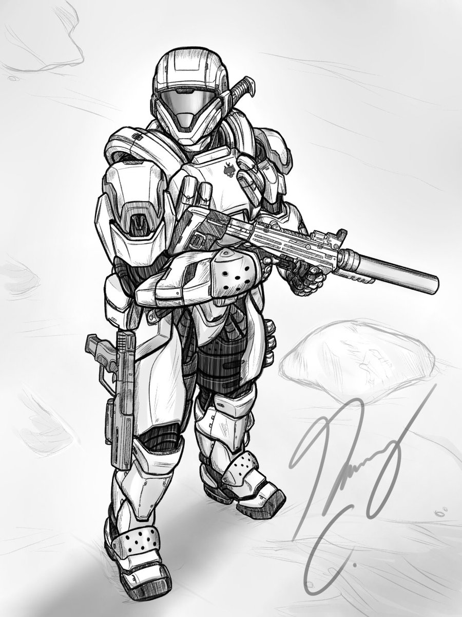 Pickledgear On Twitter Tearing Myself Apart On Not Repeating Drawing Ideas For Inktober Day 22 Of Halo Ween Art Challenge The Next Generation Of Odsts Perhaps Will Be Equiped With Spi Armor Halo