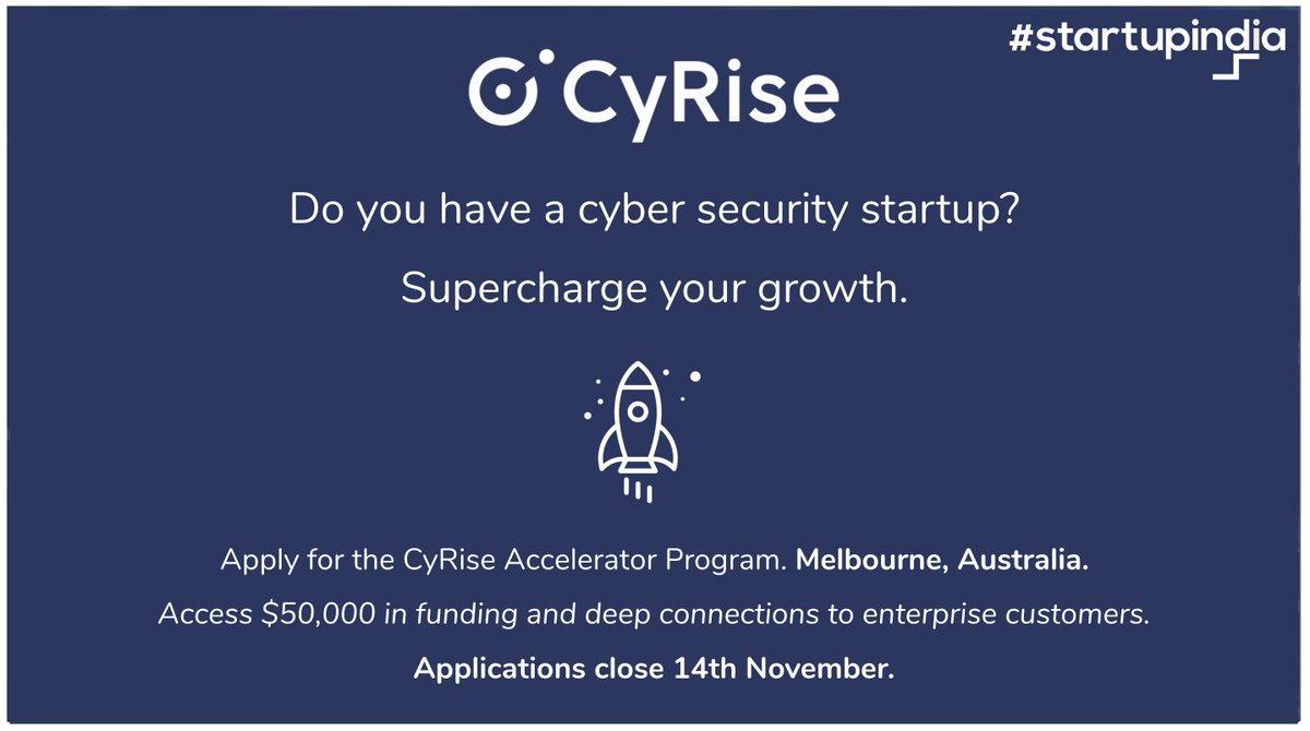 We're still on the hunt for world-class cyber security startups to join our Feb 2020 accelerator program, so we've partnered with <a href="/startupindia/">Startup India</a> to search for the best local talent. Based in India and have some impressive cyber tech? Let's chat! startupindia.gov.in/content/sih/en…