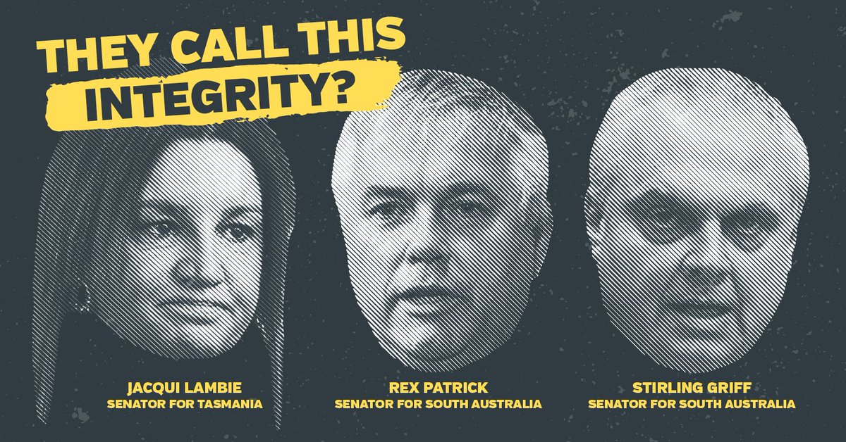 Across Australia today, in every major newspaper, full-page ads are calling on these three senators to stand up for 14 million working Australians. Get in touch with them and respectfully urge them to VOTE NO to the "Ensuring Integrity" law. #CallThisIntegrity