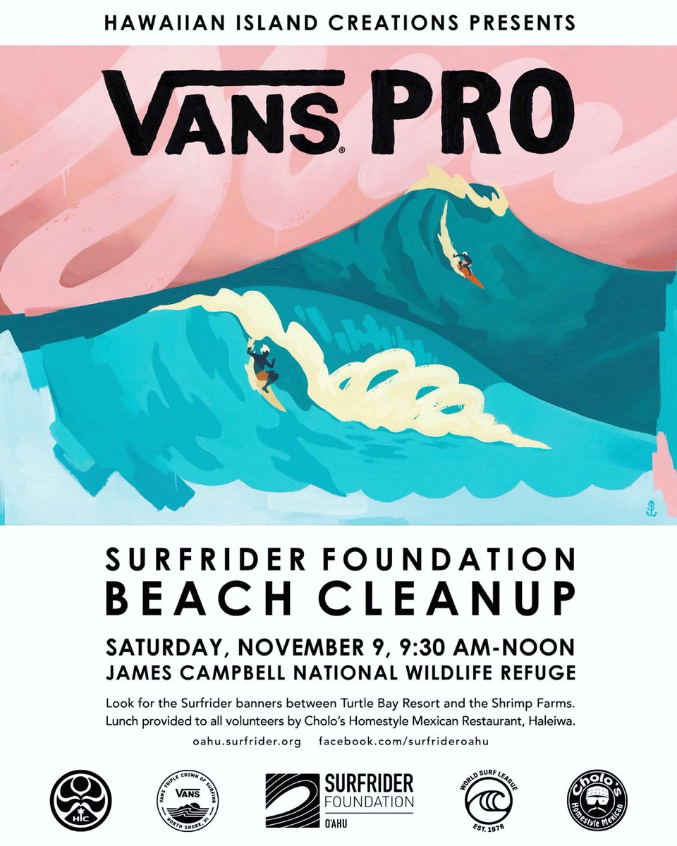 Surfrider Oahu (@surfrideroahu) on Twitter photo Join us on November 9th for a beach cleanup @ the dirtiest beach on Oahu! Lunch provided by <a href="/CholosHaleiwa/">Cholos Homestyle</a>, free bulletproof coffee from Sunrise Shack & reef safe sunscreen samples from @AllGoodBrand! BYOmat for a free yoga class to start the day!
facebook.com/events/5656721… Join us on November 9th for a beach cleanup @ the dirtiest beach on Oahu! Lunch provided by <a href="/CholosHaleiwa/">Cholos Homestyle</a>, free bulletproof coffee from Sunrise Shack & reef safe sunscreen samples from @AllGoodBrand! BYOmat for a free yoga class to start the day!
facebook.com/events/5656721…