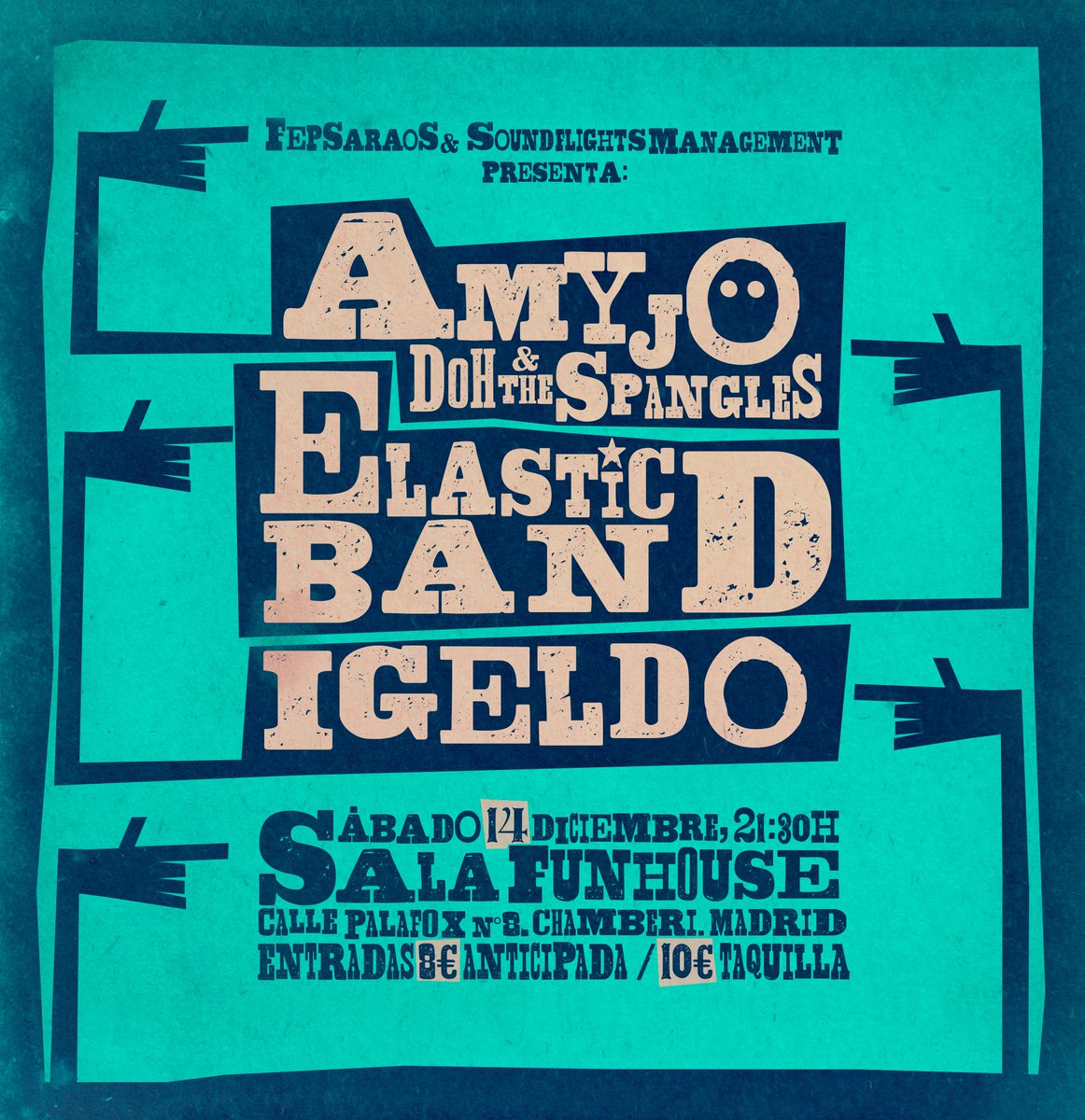 ELASTICPARTY's tweet photo. El Sábado 14 de Diciembre estaremos en el fiestón organizado por @FepProducciones y @soundflights  en la @FunHouseMadrid  junto a los divertidos @Amyjodoh &amp;  The Spangles y nuestros queridos amigos de #Igeldo. Diversión asegurada!!!!!! https://t.co/Pvo9nBXwNF