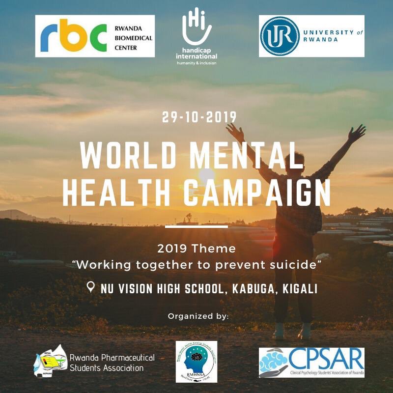 Today at 1 pm @cpsarwanda in partnership with @RPSARwanda & @presidentRmhnsa they will conduct a psychoeducation at Kabuga Nu Vision High School in line with celebration of the World Mental Health Day 2019, this year’s theme: Suicide Prevention. @RBCRwanda @Uni_Rwanda 
#WMHD2019