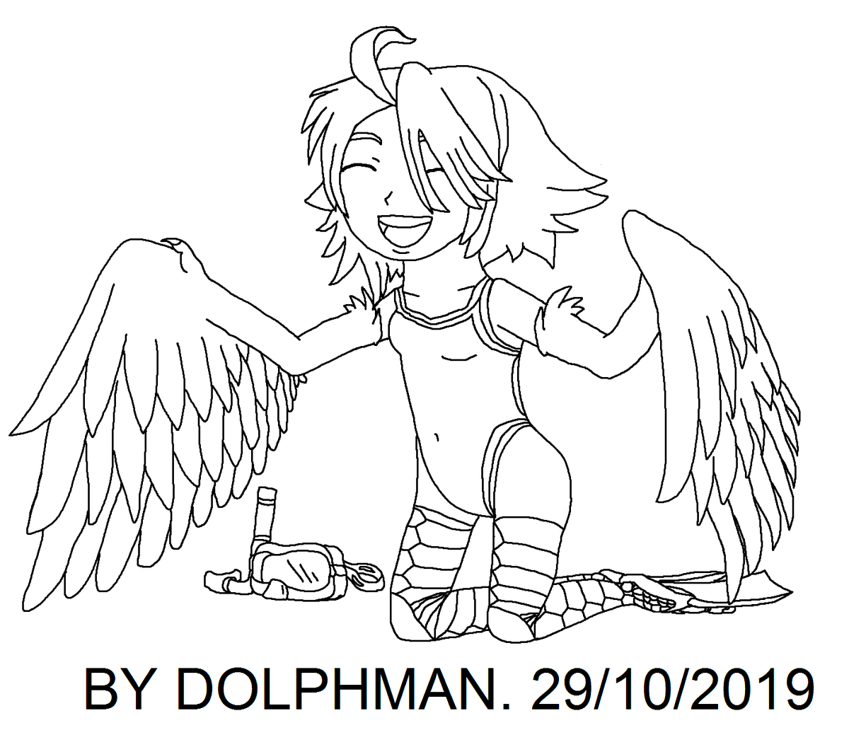 Dolphman2017's tweet photo. 🎃 Felt like drawing something cute. So here's Papi the Harpy. ^_^ 🎃
#MonsterMusume #PapiTheHarpy #Harpy #onepieceswimsuit #October29 #fanart https://t.co/bSgLKmndFV