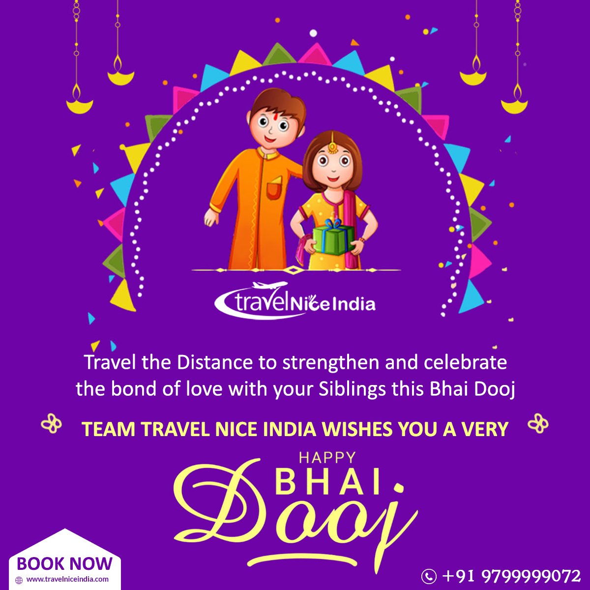 TravelNiceIndia's tweet photo. Travel the Distance to strengthen and celebrate the bond of love with your Siblings this Bhaiya Dooj
Team Travel Nice India wishes you a Very Happy Bhai Dooj
☎️ +91 9799999072
https://t.co/R8EPSdSMiy
#travel #trip #BhaiDooj #indianfestivals #BhaiDooj2019 https://t.co/38i4AB9gbp