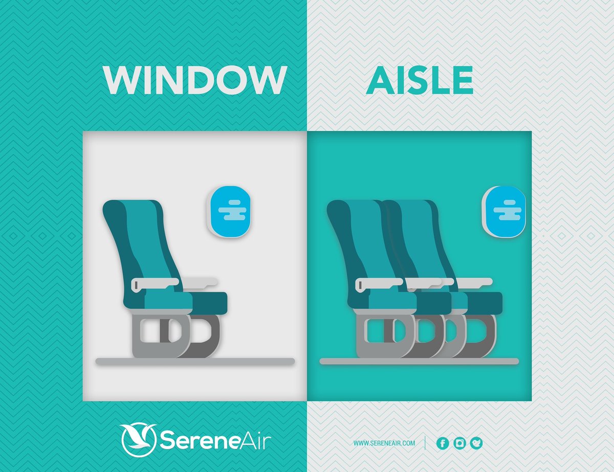 SereneAirPak's tweet photo. Window seat or aisle seat: which one do you prefer? Call our UAN 111-737-363 to pre-allocate the seat of your choice! #SereneAir #PreallocationofSeats #ExperienceSerenity https://t.co/82VSu3Ji1N