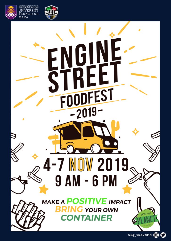 eng_week2019's tweet photo. Who wouldn’t love food? 
That’s why you should come and explore ENGINE STREET✨ 
There’s variety of foods for you to try and keep you happy throughout the week😌 

Make sure you don’t miss it!

“Diversity, Equality, Unity. 
Together We Build The Future”

#EW19
#Unite4Engine https://t.co/6PETMqI3mQ