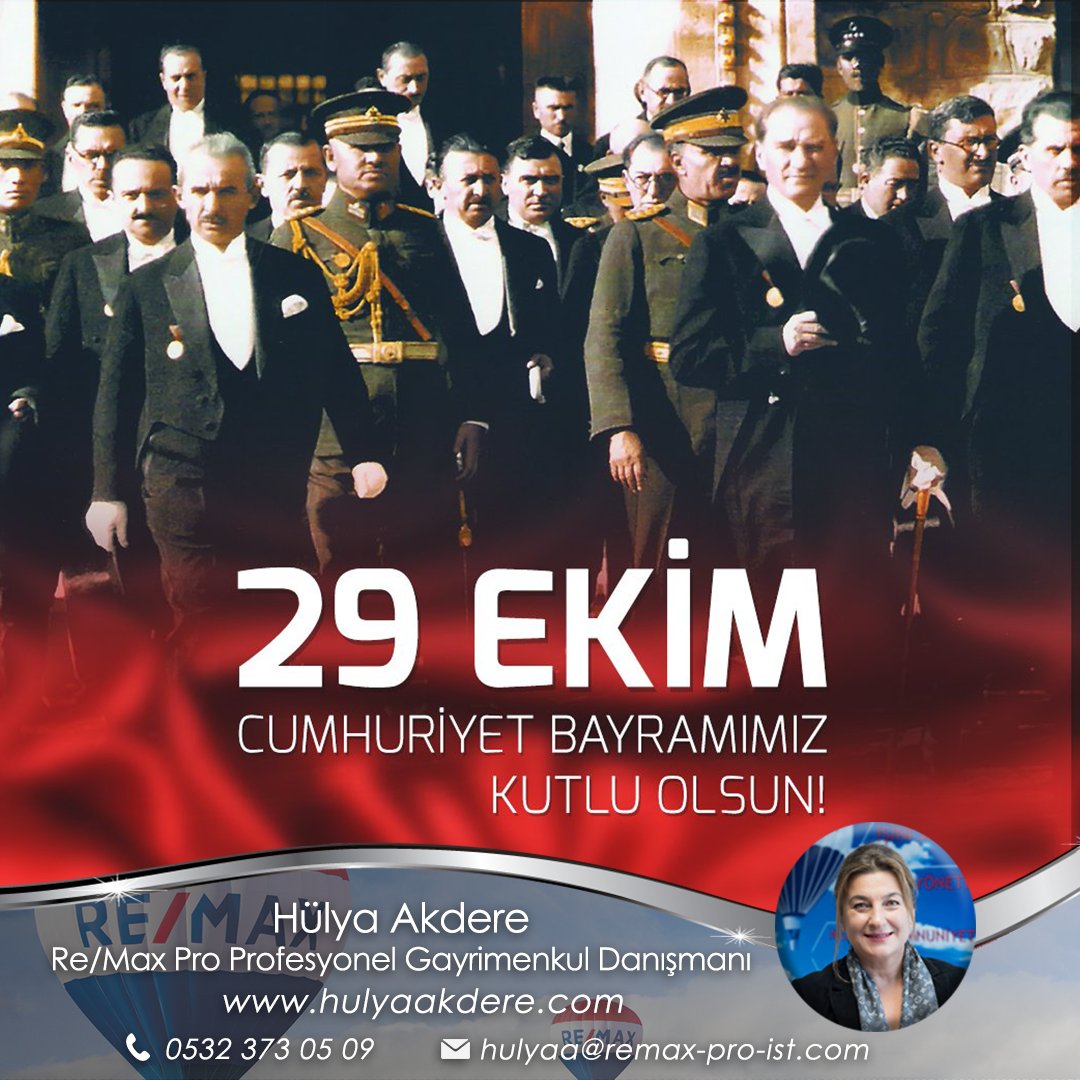 29 Ekim Cumhuriyet Bayramımız Kutlu Olsun.🇹🇷
Hülya Akdere
Re/Max Pro
0532 373 05 09
hulyaakdere.com
#29eki̇m #29ekim1923 #29ekimcumhuriyetbayramımızkutluolsun