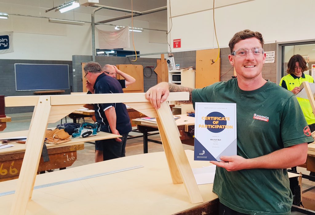 So proud of @HIA_au 2nd year apprentice carpenter Mitch Bell who competed in the 2019 Carpentry @WorldSkills_AU Competition yesterday in Perth. We haven’t received the final results yet, but want to wish Mitch the best of luck 🤞🏼 🛠 🧰🏡 #training #building