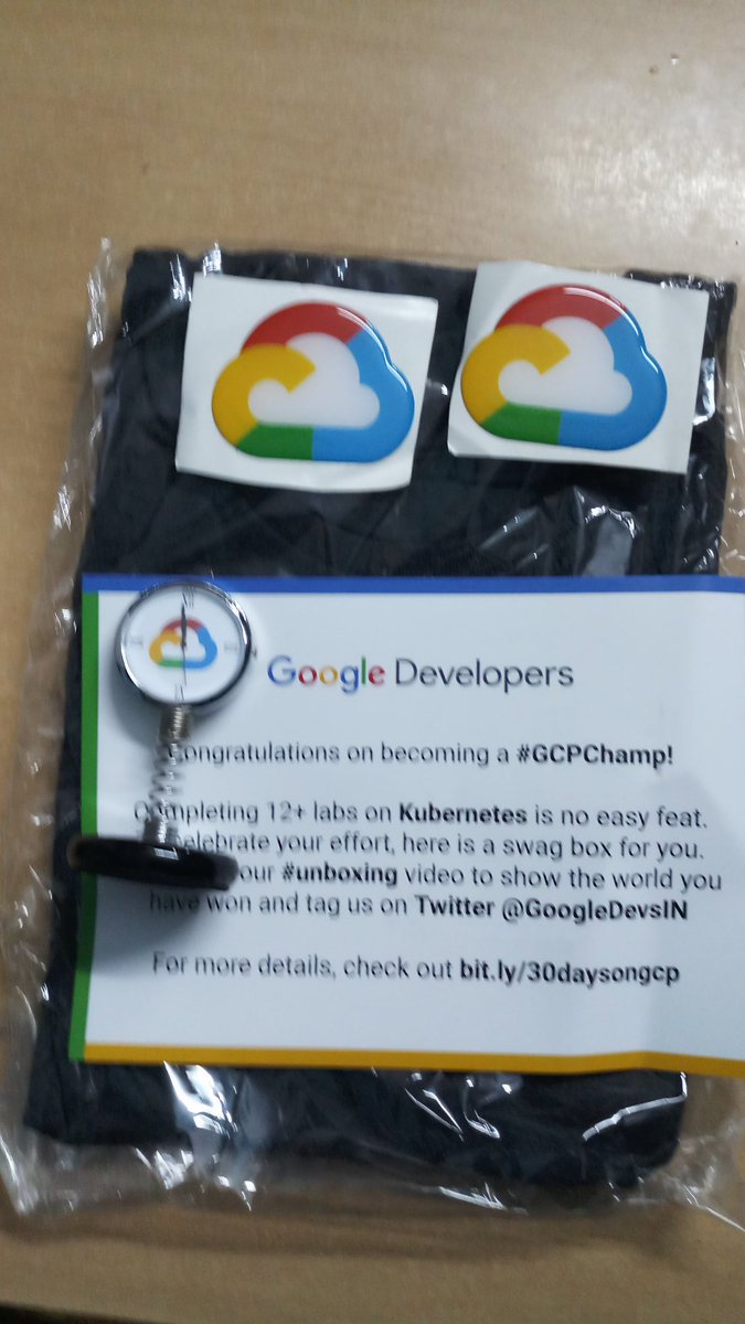 prakash_king13's tweet photo. Finally, swag box is here! Thanks to @GCPcloud,@GoogleDevsIN ,@dattaniharsh for helping a lot to get this package. I became a #GCPChamp. Happy to see that at home.
#30dayschallenge #GCP #unboxing #30daysongcp #googledevelopers #GoogleCloud #swag #Kubernetes https://t.co/eKP7HDyzUd