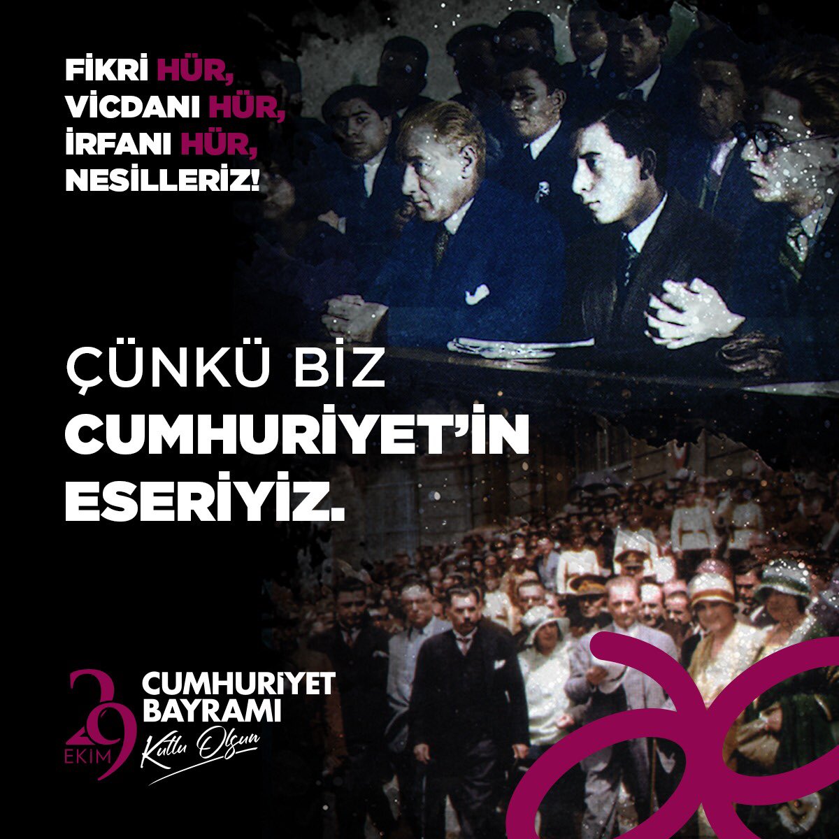 Fikri hür, vicdanı hür, irfanı hür nesilleriz. Çünkü biz, Cumhuriyet’in eseriyiz. 29 Ekim Cumhuriyet Bayramı kutlu olsun. #29ekim #cumhuriyetbayramı