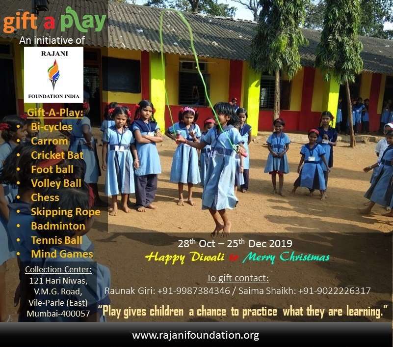 SushantRokade4's tweet photo. This Diwali to Christmas 2019 be a part of *RFIndia's Gift-A-Play* initiative. 
Lets come forward to Gift-A-Play to underprivileged children. 
All the collected sports item will be distributed to the needy schools in Rural Maharashtra
#GiftAPlay #RFIndia #TeamRFIndia https://t.co/pQTJ2fFEmS