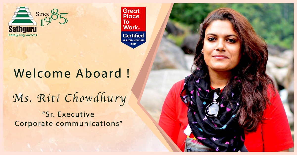 TSathguru's tweet photo. We are extremely glad to welcome Ms. Riti Chowdhury who joined us as "Sr. Executive- Corporate Communications"
We wish her all the success.
#Sathguru #gotgreatcertifiied #itsahatrick #corpcommteam https://t.co/odHJIdVFaq