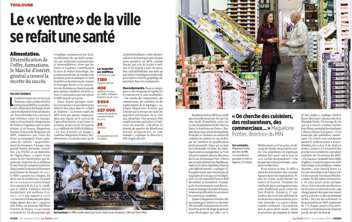 Merci @LePoint @LouisChahuneau pour l’immersion & votre curiosité envers le @MinToulouse ! @marchederungis @FabreEric8 @SoulageFavarel @blampinfruits @CrieesLes @DominiqueViel1 @VeroMichelRP @christophe_svn #Hoope @CuisineMEmplois @Poleemploi_oc on parle de vous ! #travaildequipe