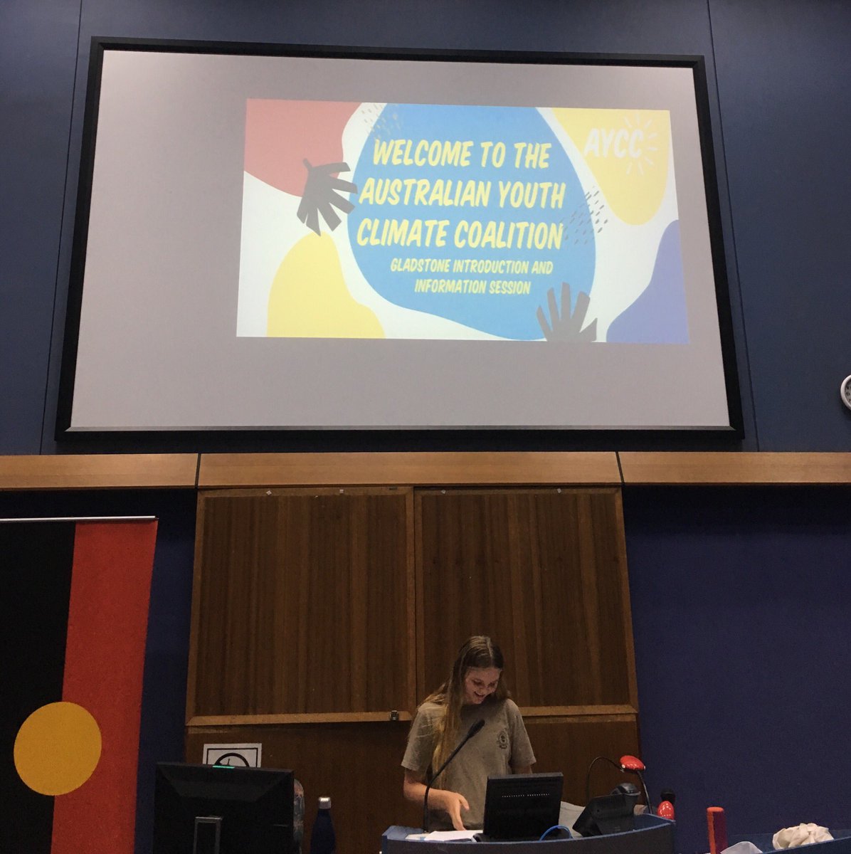 revelocean's tweet photo. An incredible young woman is launching @AYCC #Gladstone at @CQUni tonight and it is an honour to witness. #theFuture!
#climatechange https://t.co/QRFhHpVeKT