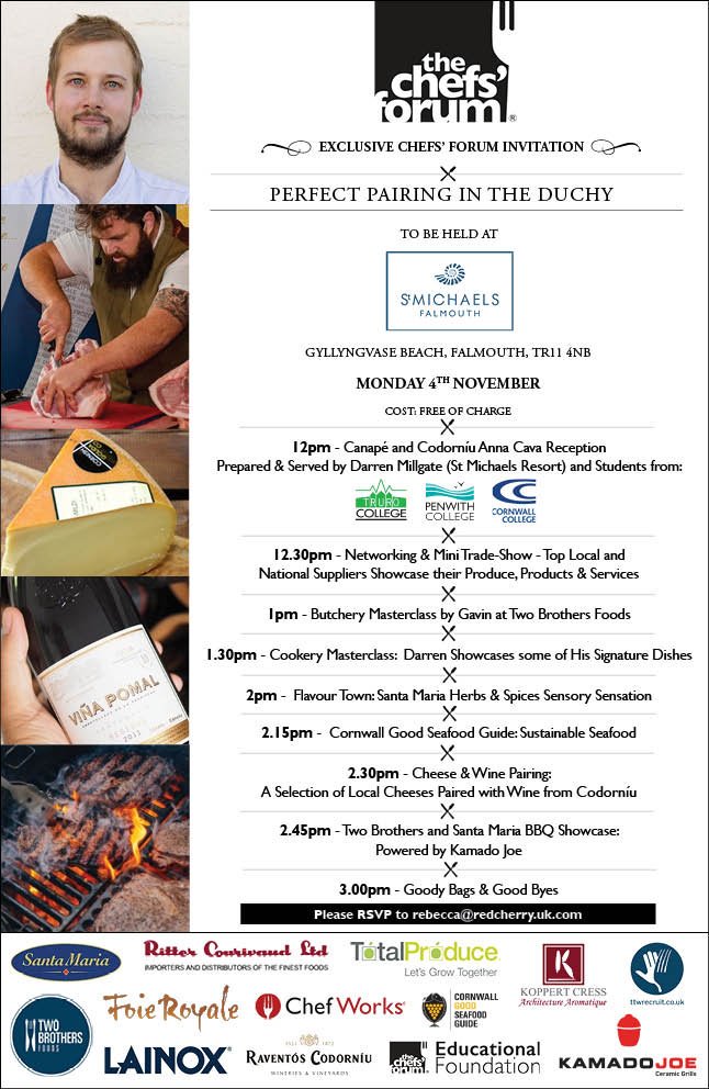 All chefs are invited to come along to find out more about sustainable seafood at the next <a href="/thechefsforum/">𝚃𝚑𝚎 𝙲𝚑𝚎𝚏𝚜’ 𝙵𝚘𝚛𝚞𝚖®🍽</a> event in Cornwall next Monday, 4th November at <a href="/StMichaelsHotel/">St Michaels Resort</a> Falmouth #sustainable #cornishseafood book now!
