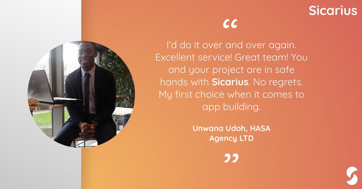 "I'd do it over and over again. Excellent service! Great team! You and your project are in safe hands with Sicarius. No regrets. My first choice when it comes to app building."
Find out more at TeamSicarius.com
#SoftwareDevelopment #AppDevelopment #StartUp