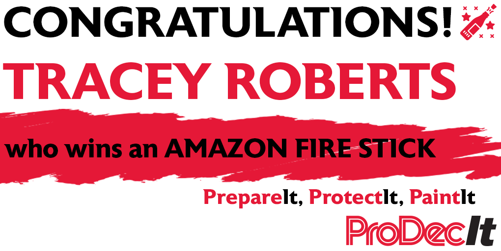 ProDecProducts's tweet image. CONGRATULATIONS TO TRACEY ROBERTS - who wins an AMAZON FIRE STICK in our #ProDecit #competition! There are lots more prizes this week.  Just like and retweet our #ProDecit posts to enter. Good luck everyone! crowd.in/H2I7k1