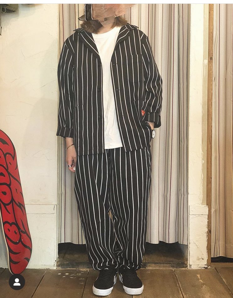 クックマン セットアップ 新品＊クックマン つなぎ シェフ ストライプ