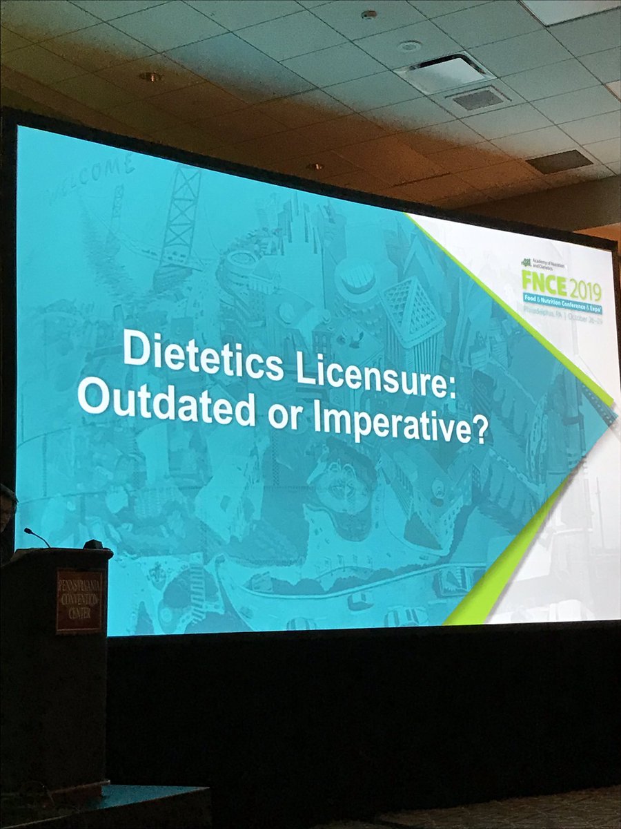 WendyPhillips00's tweet photo. Is dietetic licensure still important?  Join us at this #FNCE talk to learn more!  Happening right now in room 121 https://t.co/S8F0nX604C