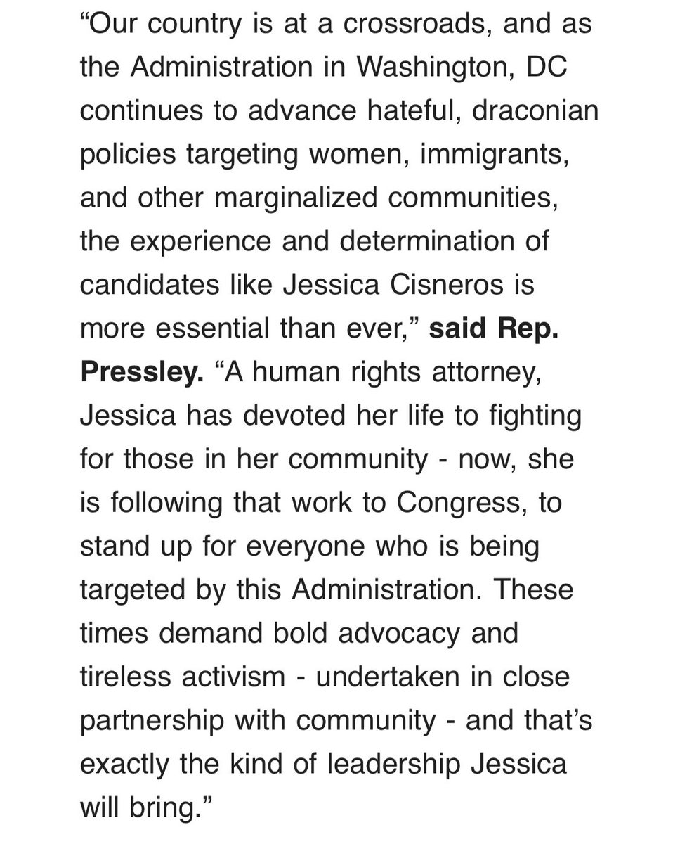 Patrick Svitek (@PatrickSvitek) on Twitter photo 2019-10-29 12:16:23 New: @AyannaPressley endorses Cuellar primary challenger @JCisnerosTX #TX28 New: @AyannaPressley endorses Cuellar primary challenger @JCisnerosTX #TX28