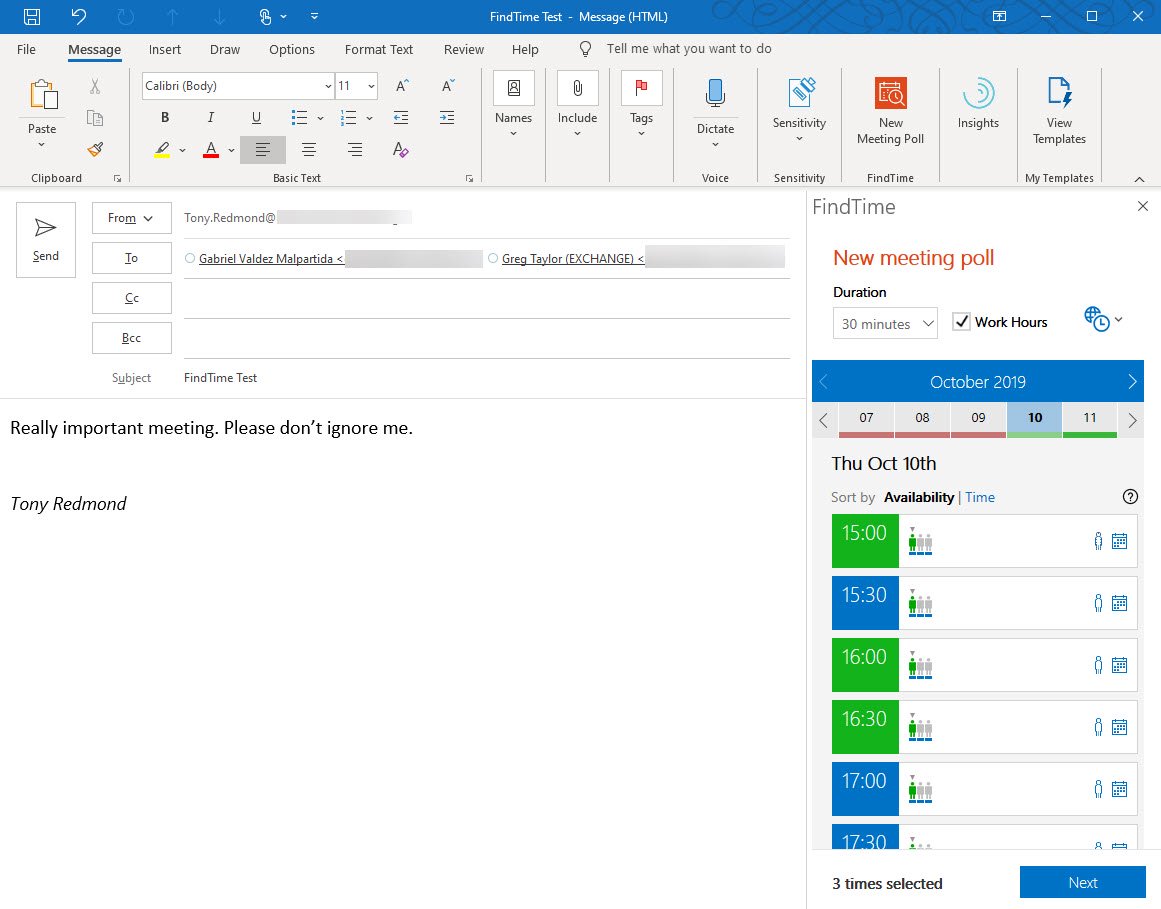 PetriFeed's tweet image. FindTime – An Underappreciated Gem in the Office 365 World dlvr.it/RHBFFH #calendar #CalendarHelp #Cortana #FindTime