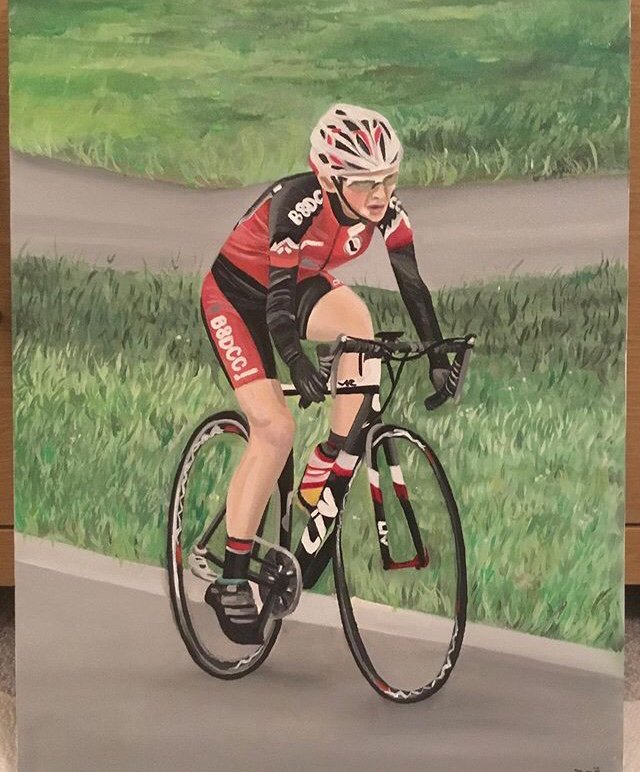 A recent painting of my friend @amyharvey2108 💗🚴🏻🎨