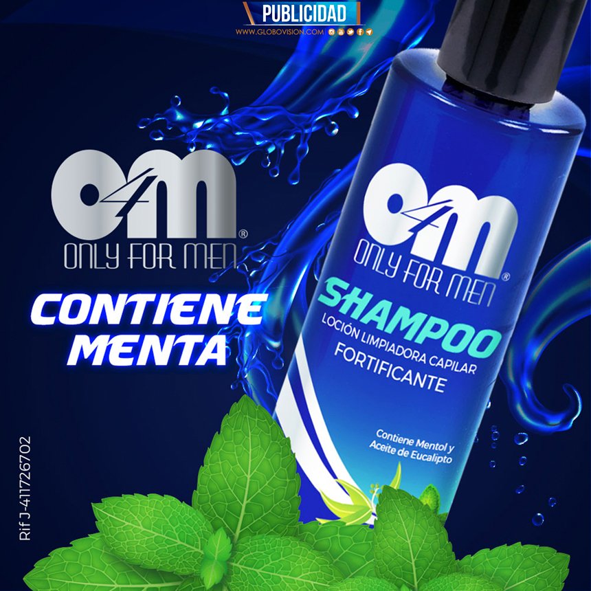 globovision's tweet photo. Publicidad | El #Shampoo Only For Men contiene #menta, la cual tiene un poder relajante y aporta una sensación única de frescura. 

#ShampooOnlyForMen #o4m #o4msanignacio 

@alvaro140261 @o4mbarberia @onlyformenmaturin @onlyformencascadamaturin https://t.co/4H1uZxPoLe