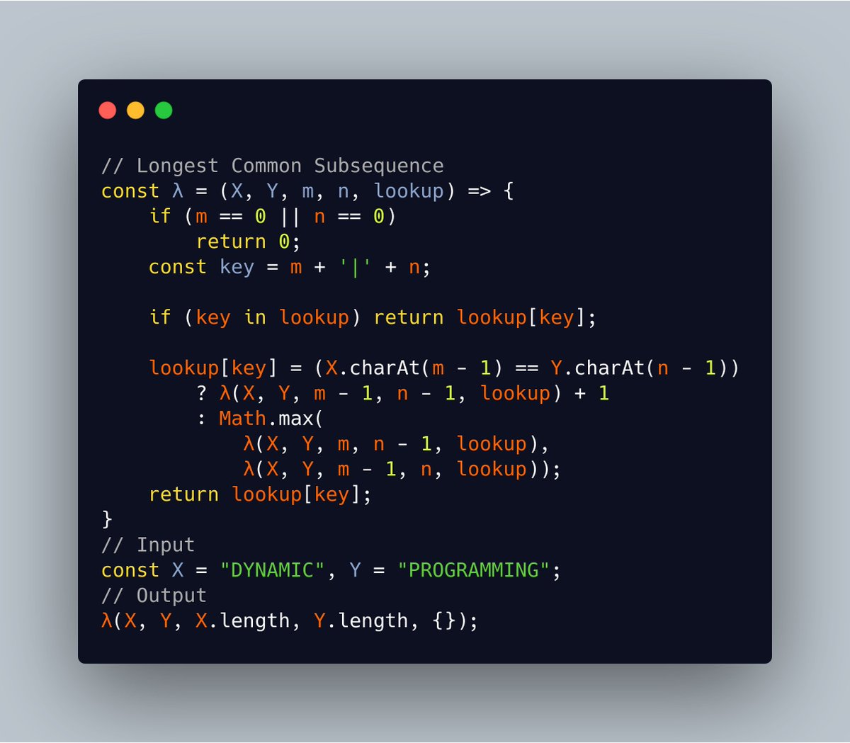 DynamicProgram2's tweet image. Length of Longest Common Subsequence Tabular using an object #longestcommonsubsequence #dynamicprogramming #javascript #technicalinterviews #tabular
