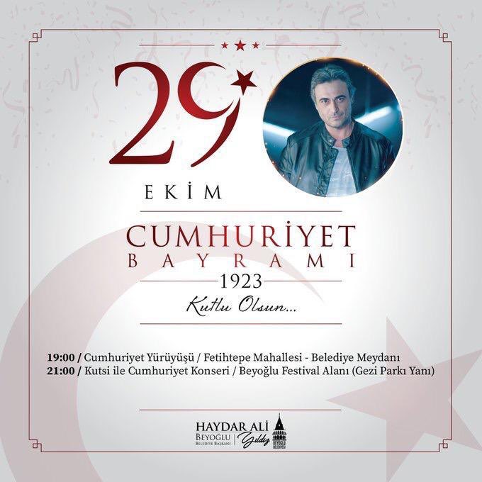 Cumhuriyetin 96. yılını kutlamanın onuru ve gururunu hep birlikte yaşamak adına, 29 Ekim'de, Fetihtepe Mahallesi'nde başlayacak coşkulu bayrak yürüyüşünün ardından Beyoğlu Festival Sahnesi’nde gerçekleştireceğimiz Kutsi konserine tüm vatandaşlarımız davetlidir. <a href="/haydaraliyildiz/">🇹🇷Haydar Ali YILDIZ</a>