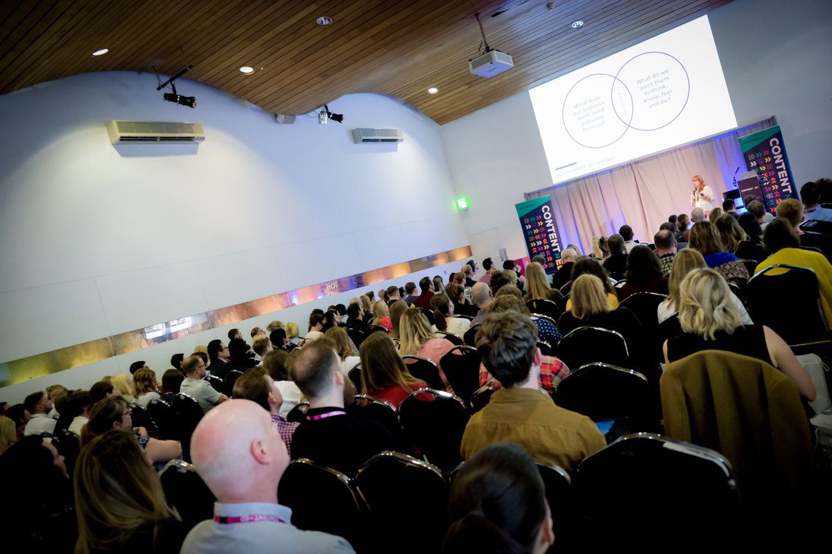 Tracy Playle talking to a room of 300 people at ContentEd 2019