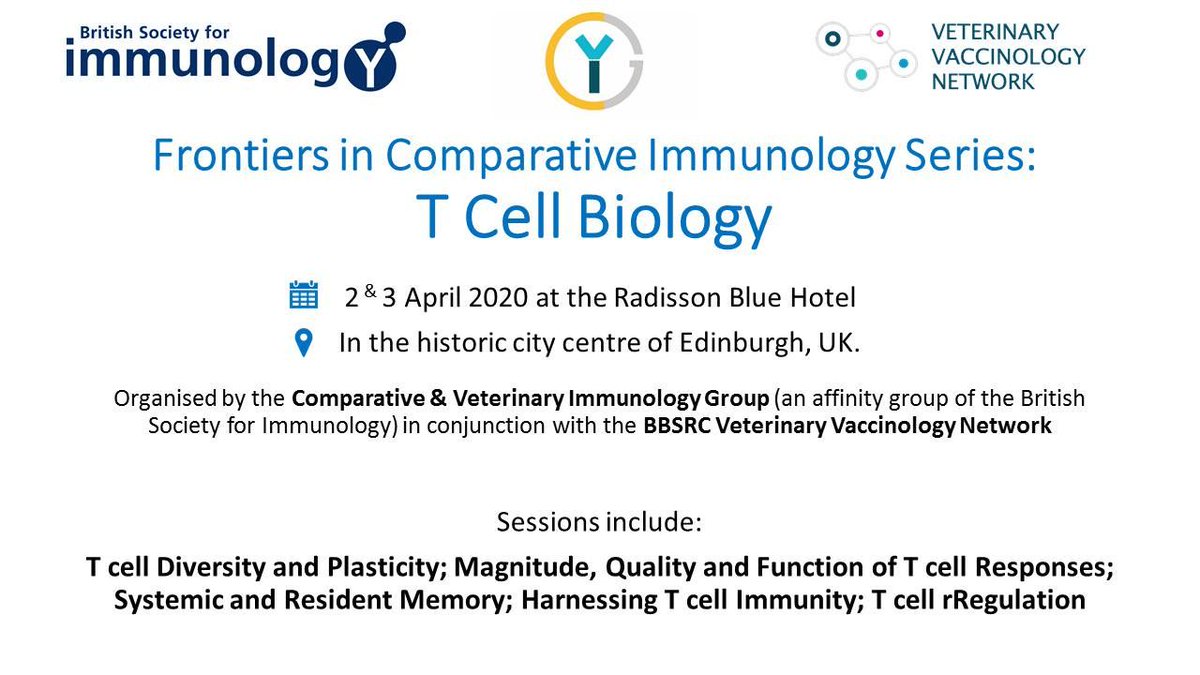 BSI Congress & Events (@bsicongress) on Twitter photo New event of the 'Frontiers in comparative #immunology series': #Tcell biology
Taking place on 2-3 April 2020 in Edinburgh & organised by <a href="/compvetimm/">BSI_CVIG</a> with <a href="/BBSRC/">Biotechnology and Biological Sciences Research</a> <a href="/VetVaccNet/">VetVaccNet</a>
Check it out 👉buff.ly/36fPThO New event of the 'Frontiers in comparative #immunology series': #Tcell biology
Taking place on 2-3 April 2020 in Edinburgh & organised by <a href="/compvetimm/">BSI_CVIG</a> with <a href="/BBSRC/">Biotechnology and Biological Sciences Research</a> <a href="/VetVaccNet/">VetVaccNet</a>
Check it out 👉buff.ly/36fPThO