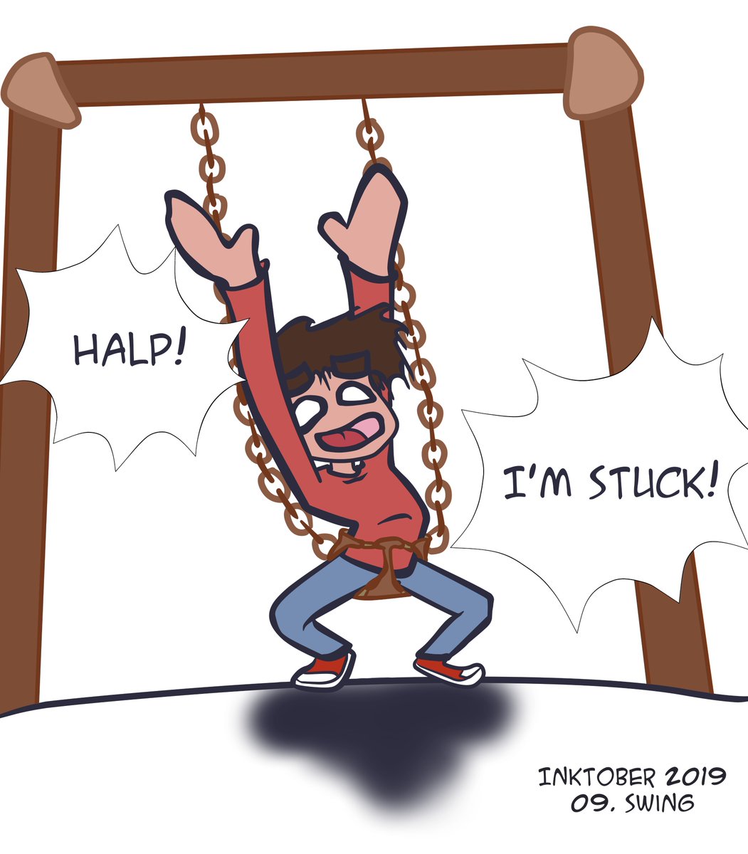 CwirArt's tweet photo. You know that when someone tells you 'I don't belive you'll do it' that you shouldn't do it?

Well, I didn't.

So this one time there I was, stuck in a childrens swing. Drunk and with fear that I'll have to call firefighters to cut me off.

#inktober2019 #inktober2019day9 #swing https://t.co/ZULPh9XqEr