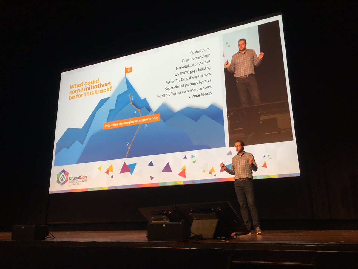 DrupalConEur's tweet image. “I propose more low code, no code with Drupal ... to give quicker starting points and faster route to value for end users” @dries #driesnote
