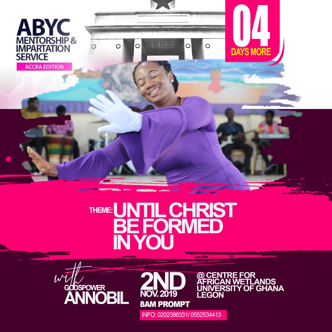 ABYC_Official1's tweet photo. *❤️IT'S 4 DAYS TO ABYC ACCRA MENTORSHIP.❤️*

*YOU DON'T WANT TO MISS*

*DATE 📆 : SATURDAY 2️⃣nd NOVEMBER*

*VENUE 📌 : CENTRE FOR AFRICAN WETLANDS- UG(LEGON)*

*TIME ⌚ : 8:00 AM*
🔥🔥🔥 https://t.co/9kY2AK0EI0