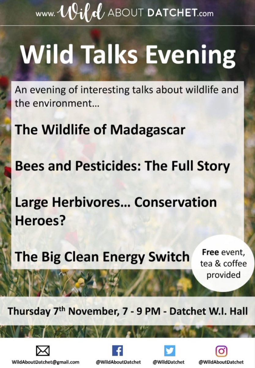 New event announced! Next week our wildlife experts are back to talk to us about Wildlife in Madagascar, Bees &amp; Pesticides, Conservation Grazing... &amp; <a href="/CESunningAscot/">CESA - Climate Emergency in the Sunnings and Ascot</a> will talk about their #BigGreenSwitch campaign! <a href="/BBOWT/">BBO Wildlife Trust</a> <a href="/RBWM/">RBWM</a> <a href="/RBWMCEC/">RBWM Climate Emergency Coalition</a> <a href="/AdamAfriyie/">Adam Afriyie</a>