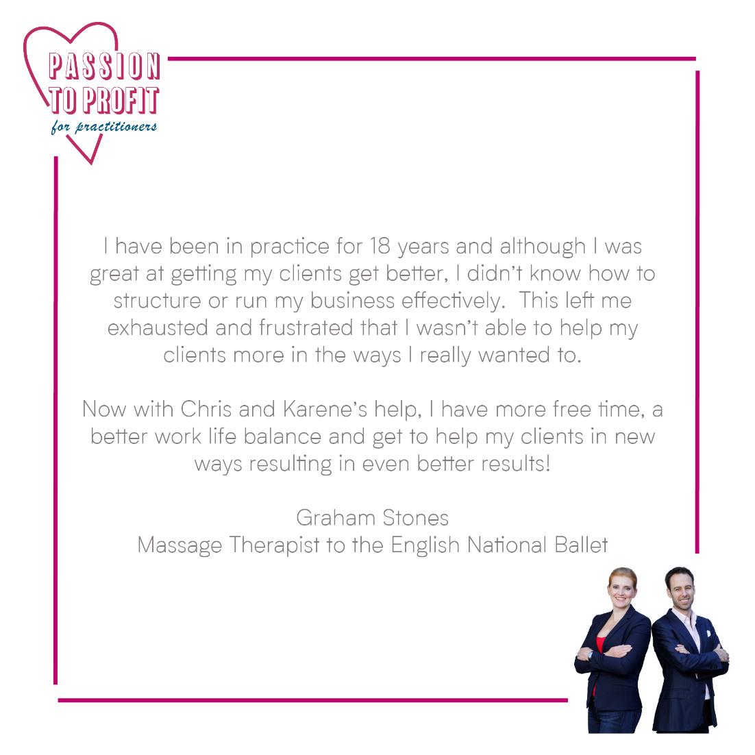 Chris_LG's tweet photo. Graham has been an osteopath for many years before discovering the P2P mentorship programme. Here, he tells about how he now feels now he is running his business more effectively using the strategies we gave him. 
#TestimonialTuesday #BusinessGrowth #KeytoSuccess https://t.co/a3eKLbdhQB