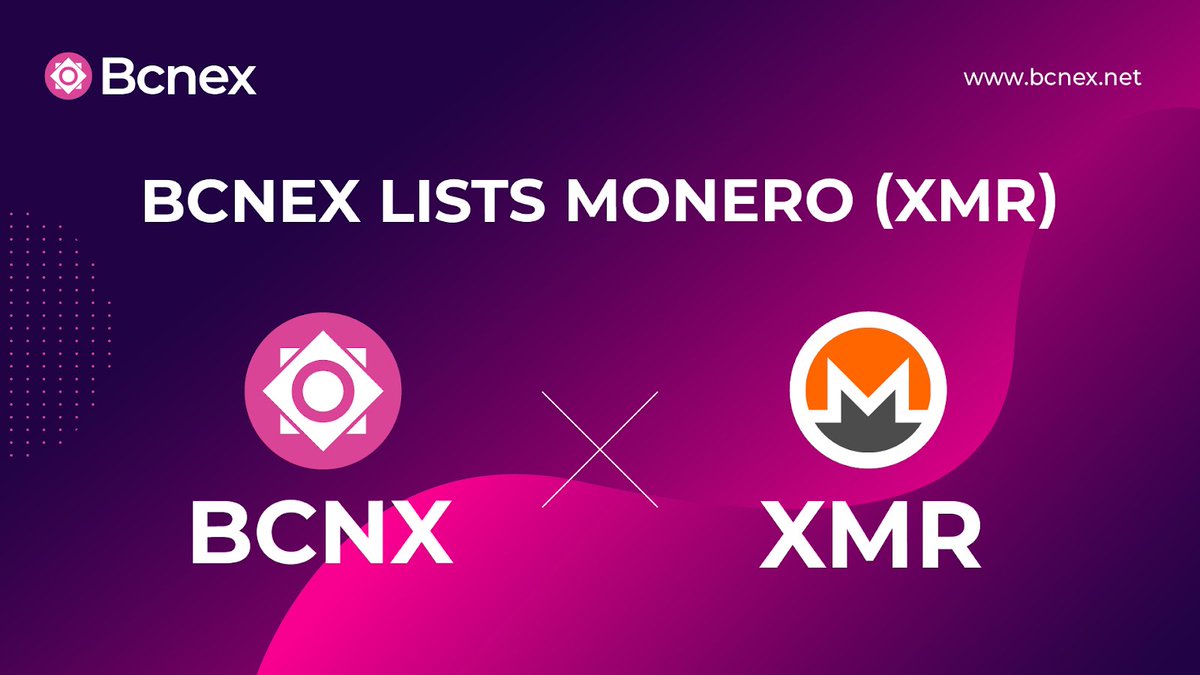 $BCNX #Bcnex #BCNX #Monero #XMR #Listing 
✴️ Monero (XMR) Gets Listed On Bcnex
✴️ Pairs: XMR/BTC, XMR/ETH, XMR/USDT
✴️ Deposit: 29/10/2019, 16h00 (GMT+7)
✴️ Trading: 29/10/2019, 17h00 (GMT+7)
✴️ Withdrawal: 29/10/2019, 17h00 (GMT+7)
✴️ Details: medium.com/bcnex-exchange… 
<a href="/monero/">Monero (XMR)</a>🚀