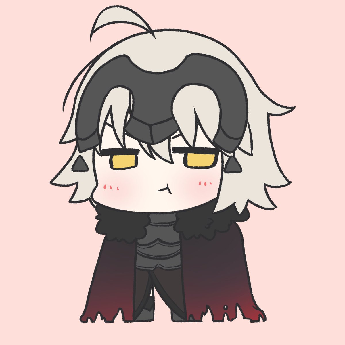 jeanne d'arc alter (avenger) (fate) ,jeanne d'arc alter (fate) 1girl solo ahoge chibi headpiece yellow eyes cape  illustration images