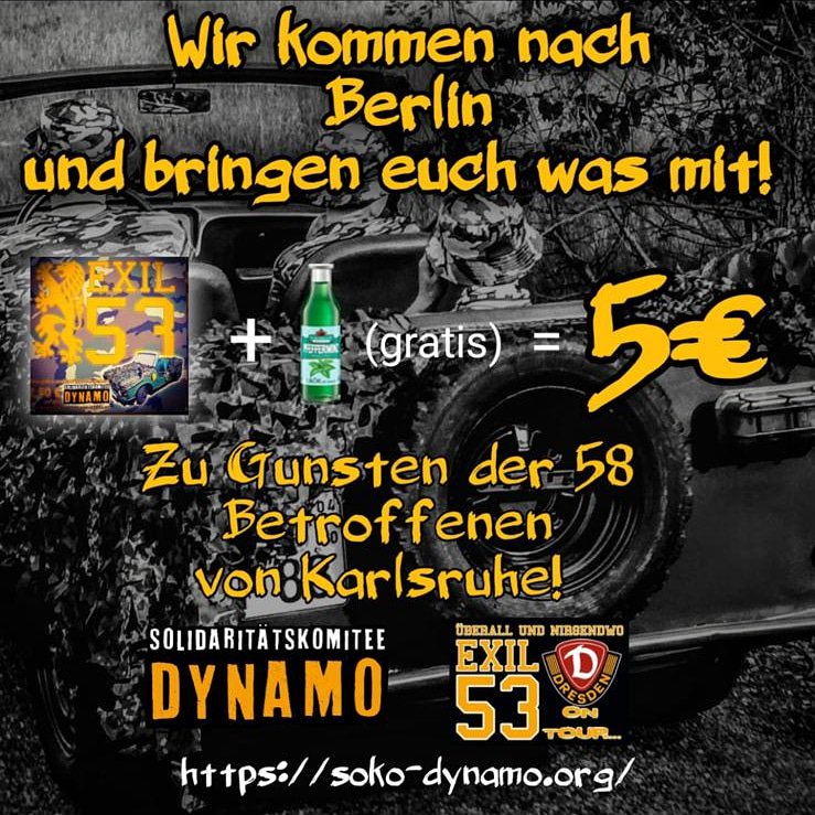 diggerle71's tweet photo. ⚠️ SPENDENAKTION ⚠️
WIR KOMMEN NACH BERLIN UND BRINGEN EUCH WAS MIT 🙏
Alle Einnahmen fließen zu 💯% an das #Solidaritätskomitee
Wo: 👉 Vor dem Südeingang (Gästefans)
Wann: 👉 Vor dem Spiel ab 18.00 Uhr
#sgd1953 #BSCSGD #dfbpokal #28Betoffene #gemeintsindalle #exil53onTour https://t.co/Tlh6LFNhmq