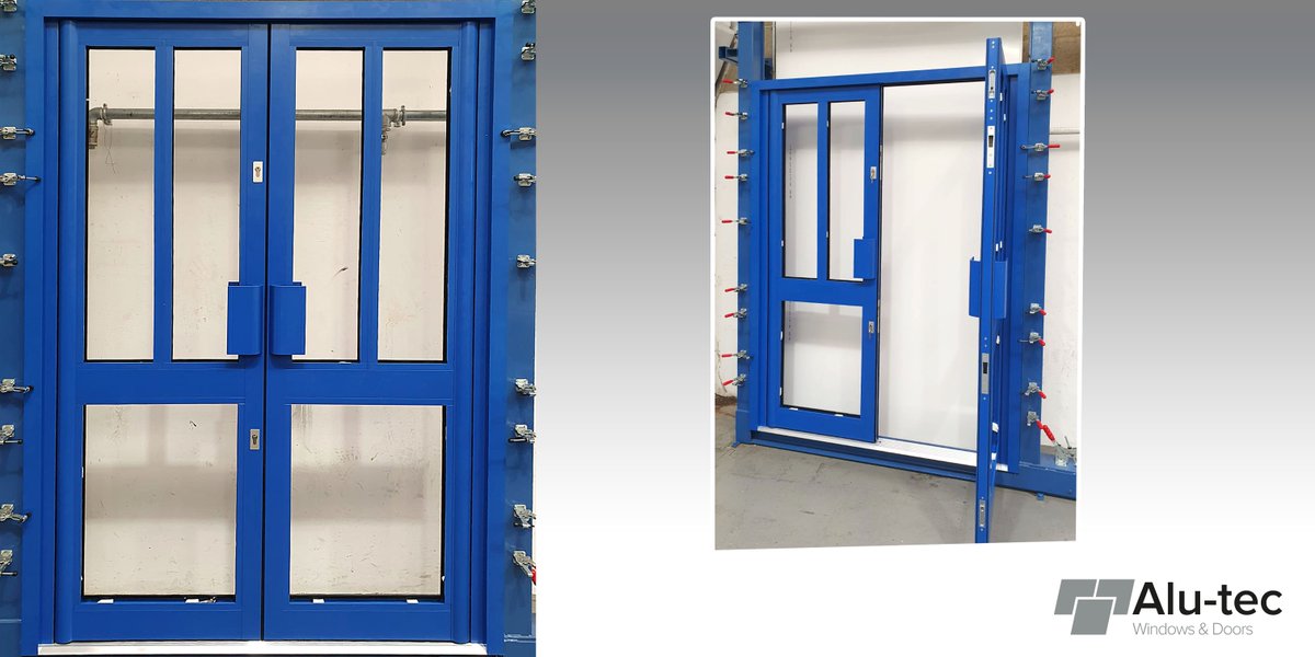 ClimatecWinLtd's tweet photo. It's Signal Blue (RAL5005) for this set of aluminium commercial doors found over at Alu-tec's factory today. What a fab colour! #bluedoor #commercialdoor #aluminiumdoor @AluK_GB https://t.co/UICSj6qbbS