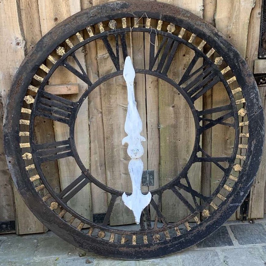 SalvageUK's tweet photo. Right on time 19th Century Cast Iron Clock Face with wooden hands from #SalvoCode members 📷 @TheOldYard Find timely #StatementPieces on SalvoWeb #ReclaimReuseRepeat https://t.co/JMrrzN9tWG