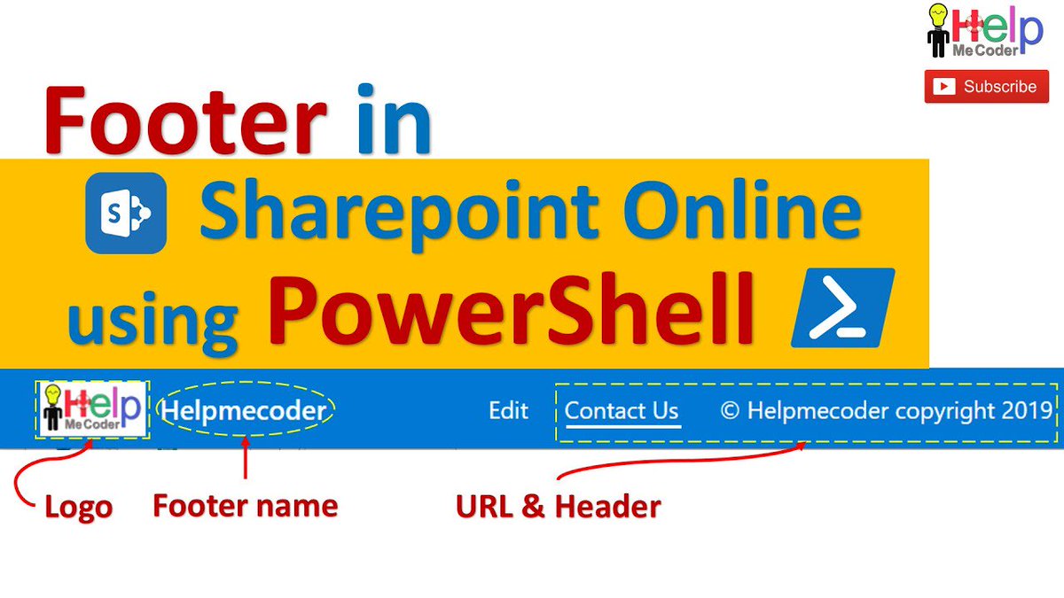 HelpMeCoder's tweet image. Adding Footer in SharePoint Online Modern Communication site using PowerShell youtu.be/JlhxQh4hYf0 #sharepointonline #PowerShell #pnpProvisioning #SharePoint