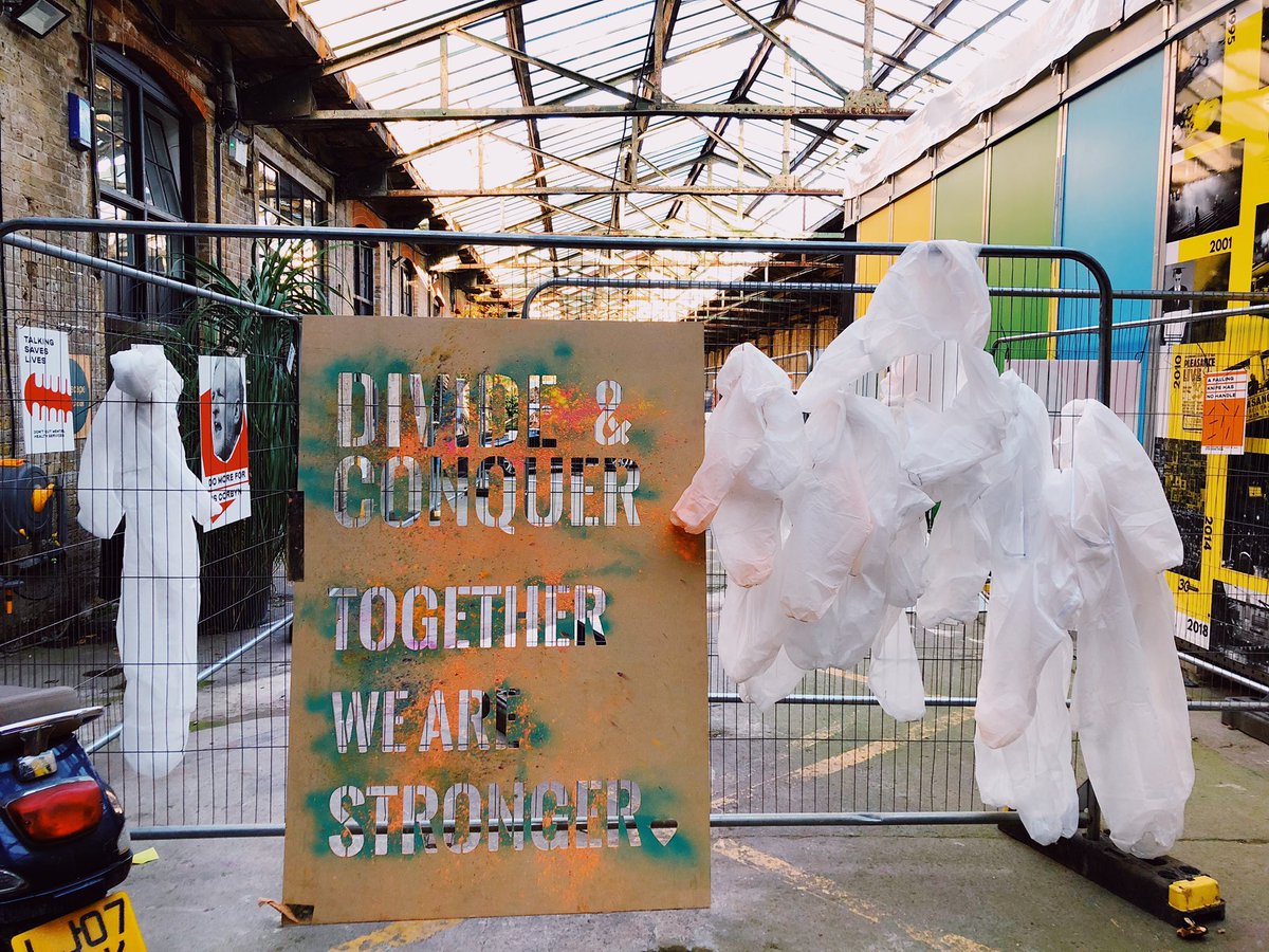 jasmineswan01's tweet photo. Supporting young people raise their voices in promenade/exhibition/celebration/powder paint party piece #TWPPresents at the @ThePleasance this weekend. Project led by @georgesbed, Set design by me, Graphic design by Sofi Lee-Henson @TheWorkingParty #cally #TheMarketProject βοΈβοΈ https://t.co/fylJWQI8Or