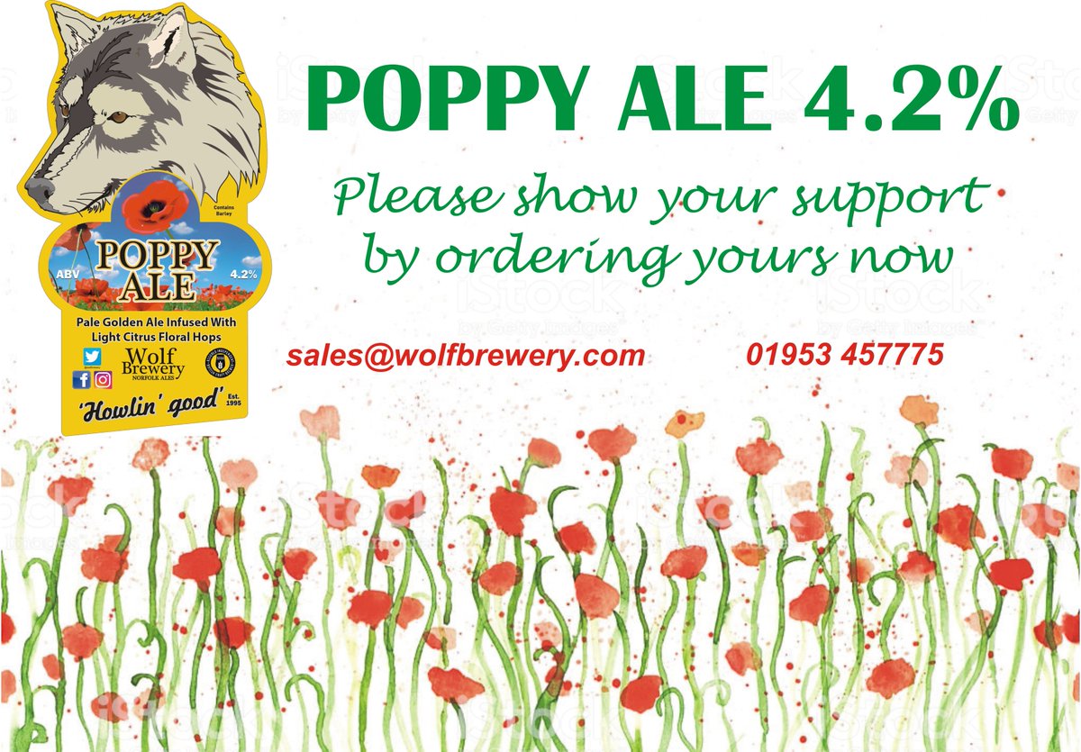 WolfBrewery's tweet photo. Show your support for Poppy Day by ordering 'Poppy Ale' now 🌺 https://t.co/Q3Wm1qihDP
