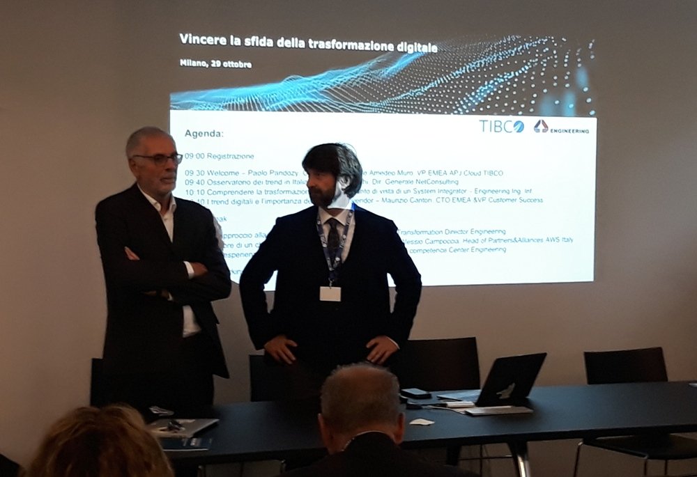 EngineeringSpa's tweet photo. #Innovazione #Cloud #Partnership: @PaoloPandozy, CEO @EngineeringSpa e Amedeo Muro, VP EMEA APJ Cloud @TIBCO aprono i lavori dell'incontro "Vincere la sfida della #trasformazionedigitale in Italia". https://t.co/Ken7HDPfhv https://t.co/MtE1xYlPhK