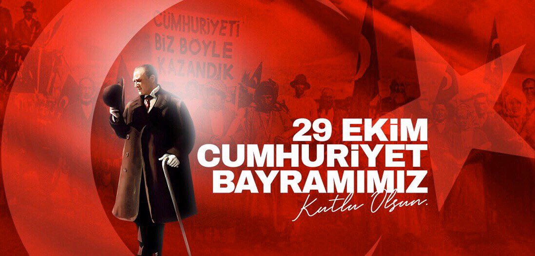 Aydınlanma, çağdaşlaşma ve bağımsızlığımızın simgesi Cumhuriyet’imizin ilanının 96. yıl dönümünde 29 Ekim Cumhuriyet Bayramımızı kutluyor; ulusumuzun mimarı Mustafa Kemal Atatürk başta, tüm şehit ve gazilerimizi saygı, rahmet ve minnetle anıyoruz.

Yaşasın Cumhuriyet! 🇹🇷